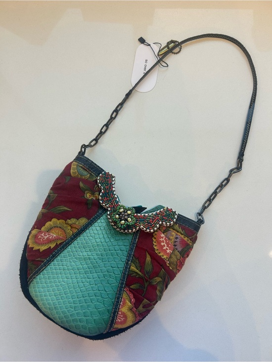 Mary Frances Handbags - Boho Pleated and Beaded Shoulder Bag